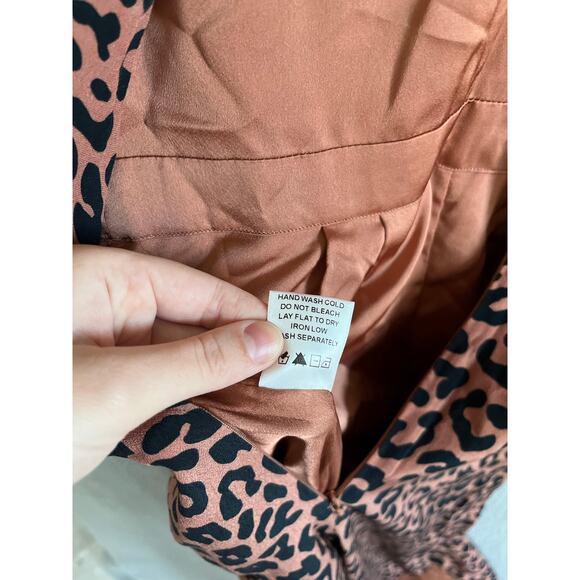 Lovers + Friends Jumpsuit Small Leopard Animal Print Wide Leg Sleeveless Orange - Picture 8 of 16